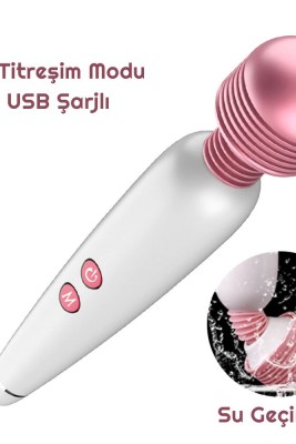 USB Şarjlı 12 Hızlı Wand Vibratör
