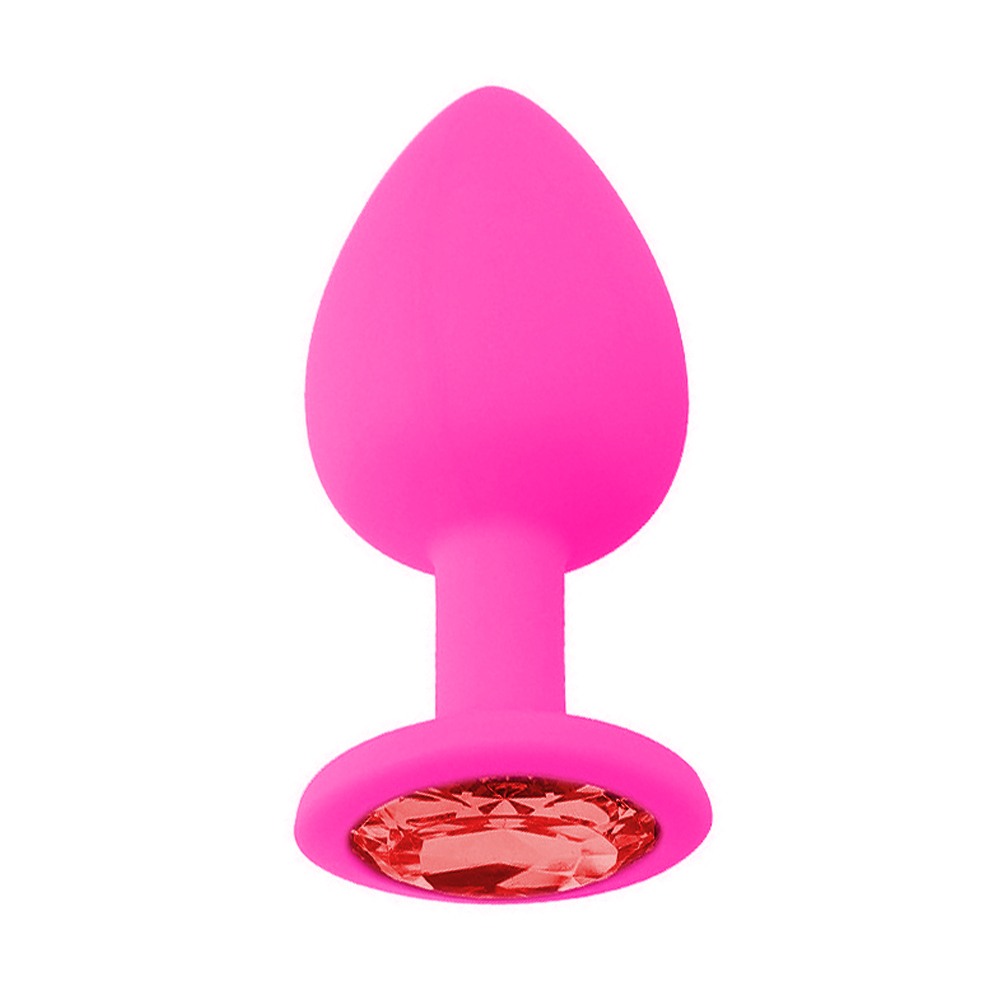 Taşlı Silikon Anal Tıkaç - Pembe