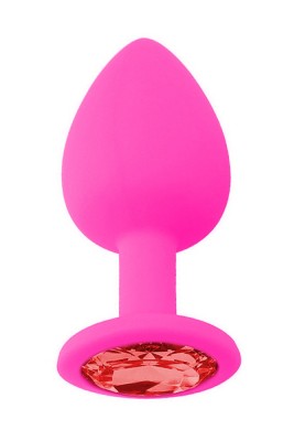Taşlı Silikon Anal Tıkaç - Pembe