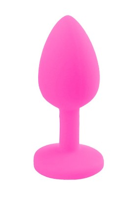 Taşlı Silikon Anal Tıkaç - Pembe