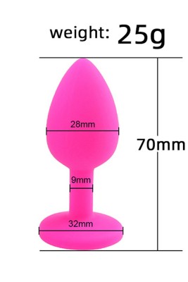 Taşlı Silikon Anal Tıkaç - Pembe