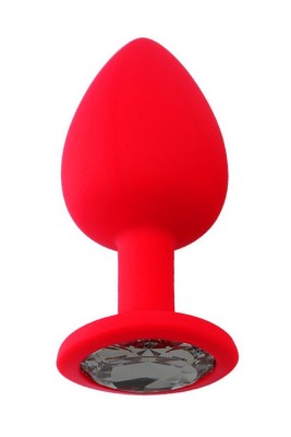 Taşlı Silikon Anal Tıkaç - Kırmızı