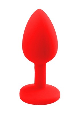 Taşlı Silikon Anal Tıkaç - Kırmızı