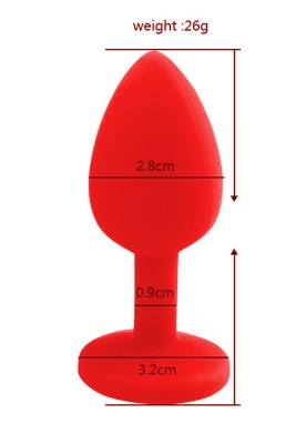 Taşlı Silikon Anal Tıkaç - Kırmızı