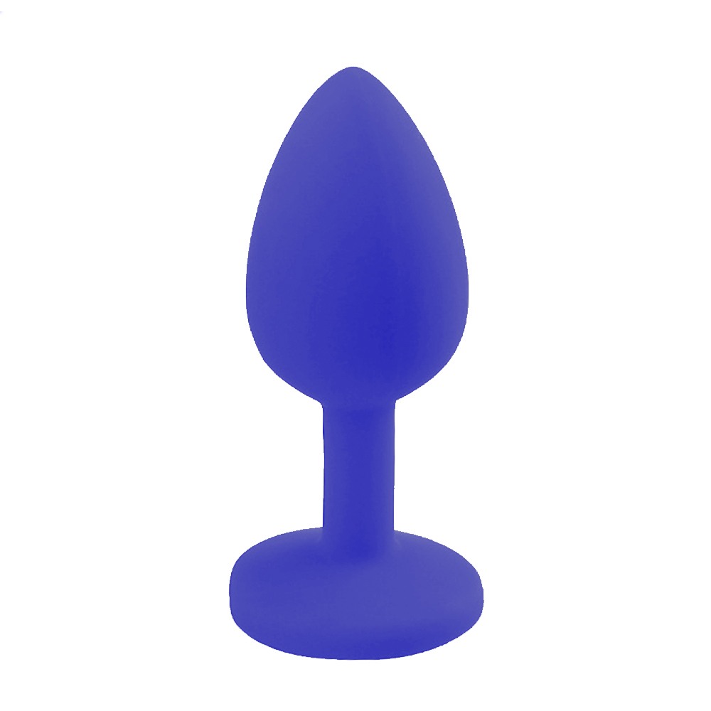 Taşlı Silikon Anal Tıkaç - Mavi