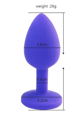 Taşlı Silikon Anal Tıkaç - Mavi