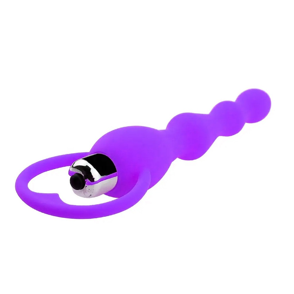 Titreşimli Boğumlu Halkalı Anal Tıkaç - Mor