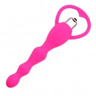 Titreşimli Boğumlu Halkalı Anal Tıkaç - Pembe