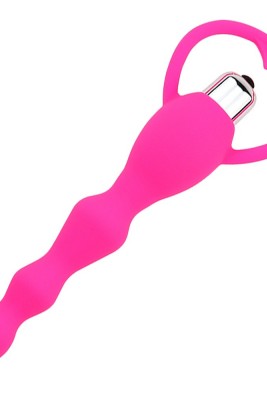 Titreşimli Boğumlu Halkalı Anal Tıkaç - Pembe