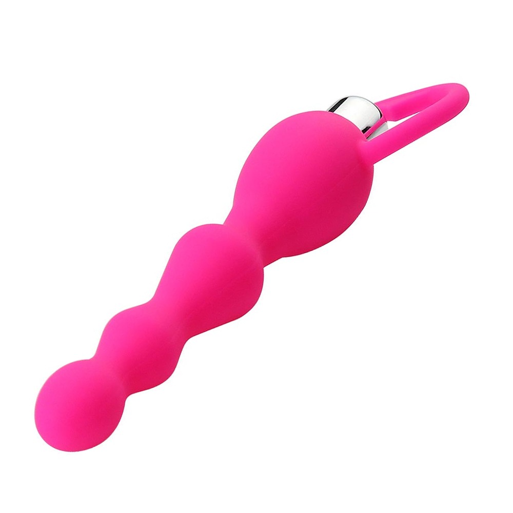 Titreşimli Boğumlu Halkalı Anal Tıkaç - Pembe