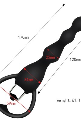 Titreşimli Boğumlu Halkalı Anal Tıkaç - Siyah
