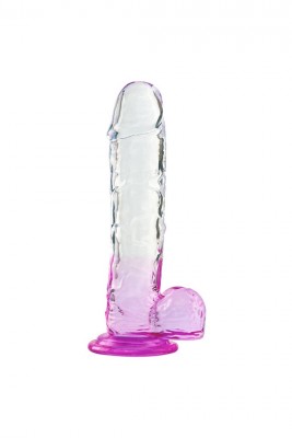 Silikon Şeffaf Mor Renkli Realistik Dildo 17,5 cm
